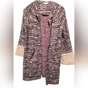 Jade Striped Pink and Cream Women's Jacket Medium Oversized 28 PTP